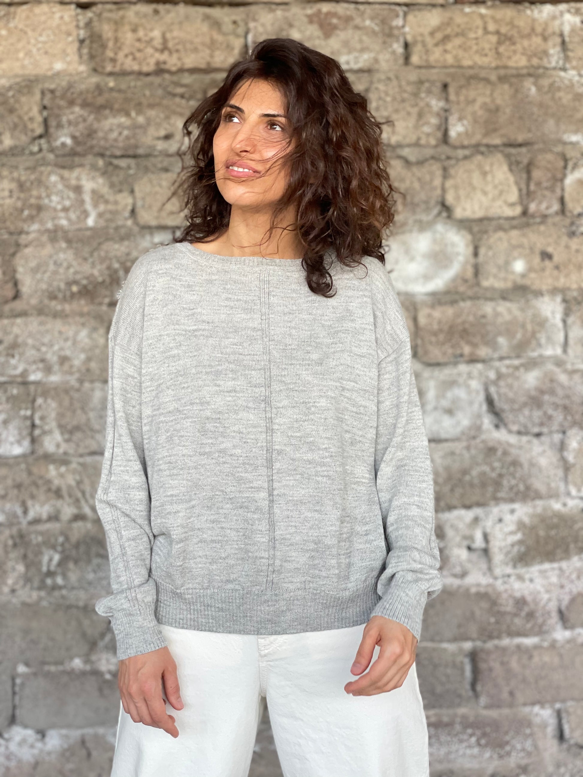 Alpaca Wool Sweater in grey color