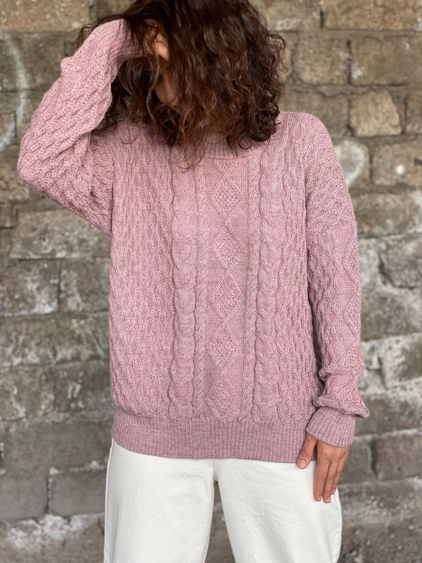 Alpaca Wool Sweater in pink color for women