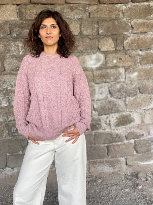 Alpaca Wool Sweater in pink color for women