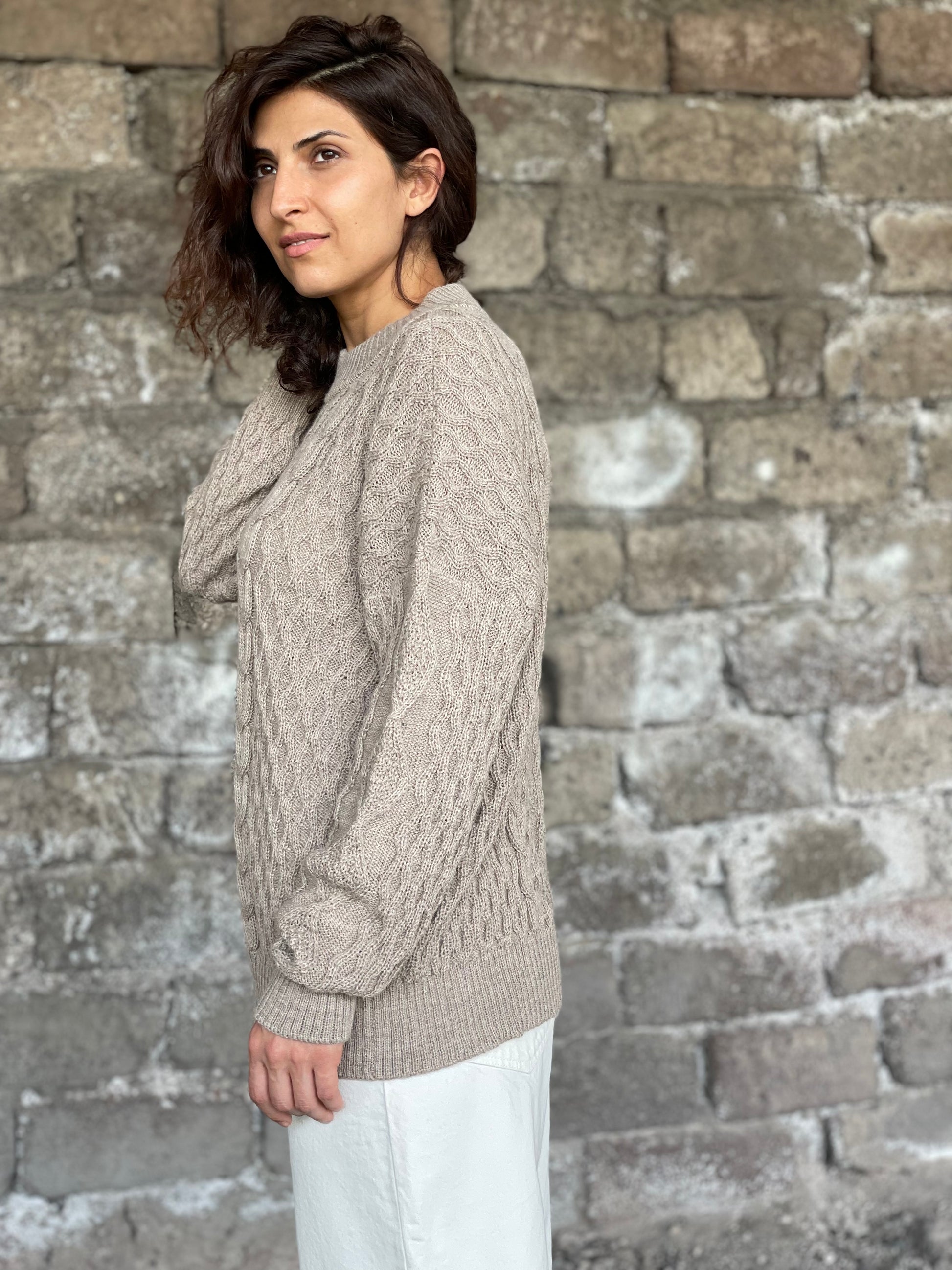 Alpaca Wool Sweater in taupe color for women