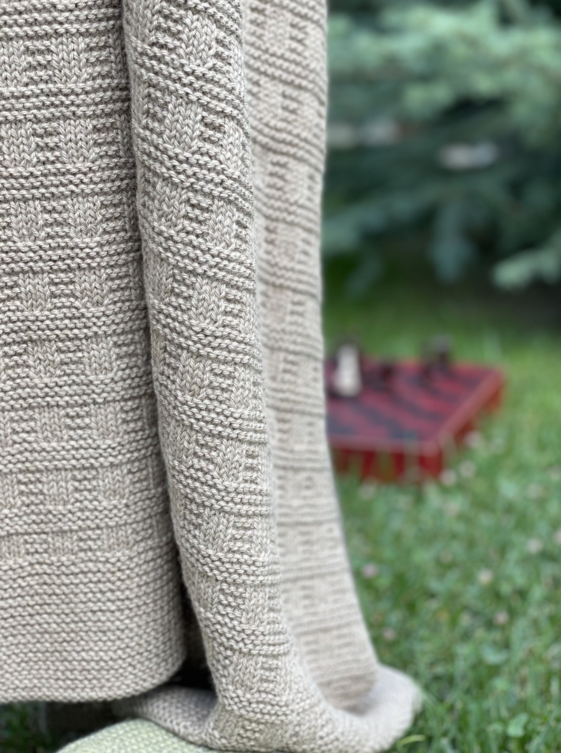 Knitted Baby Alpaca Wool Blanket Throw  in Taupe