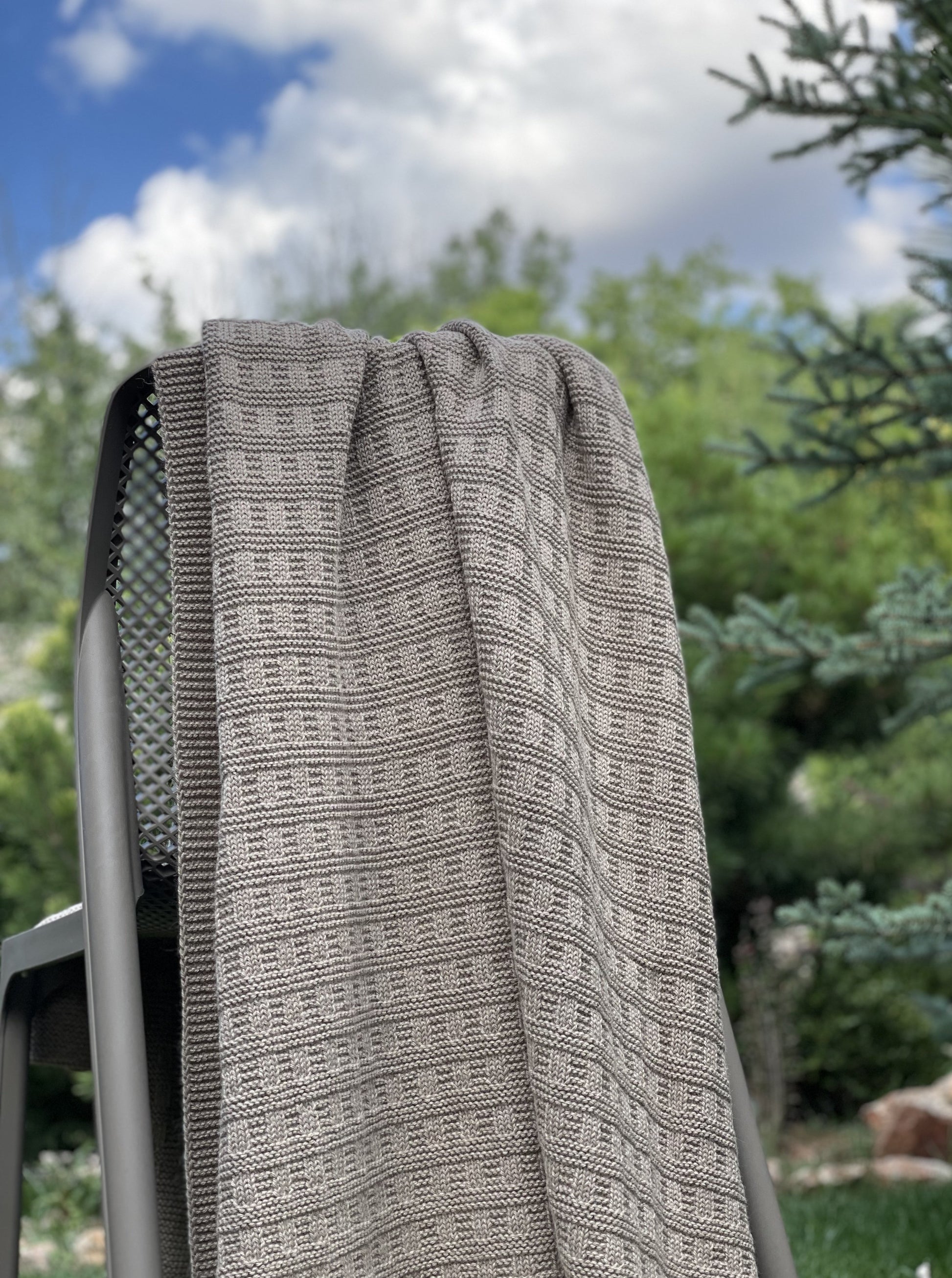 Knitted Baby Alpaca Wool Blanket Throw  in Taupe