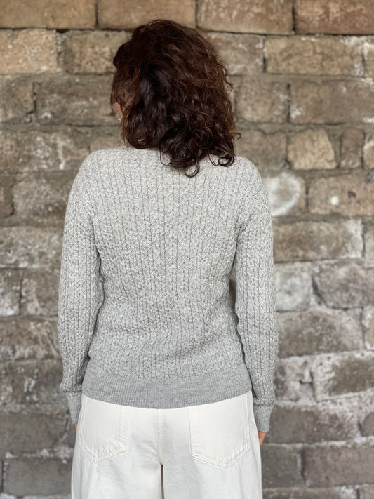 Cable Knitted Alpaca Wool Sweater in grey color