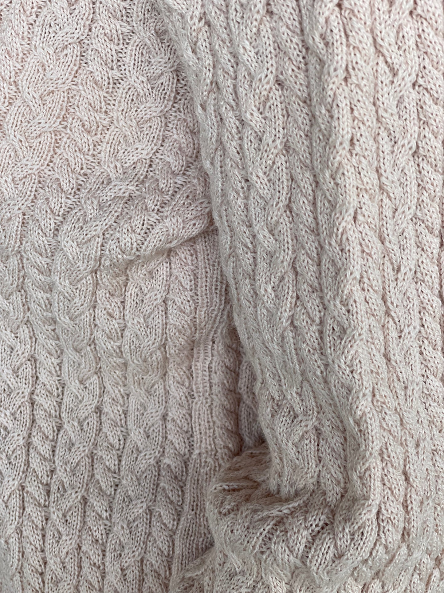 Cable Knitted Alpaca Wool Sweater in pink color