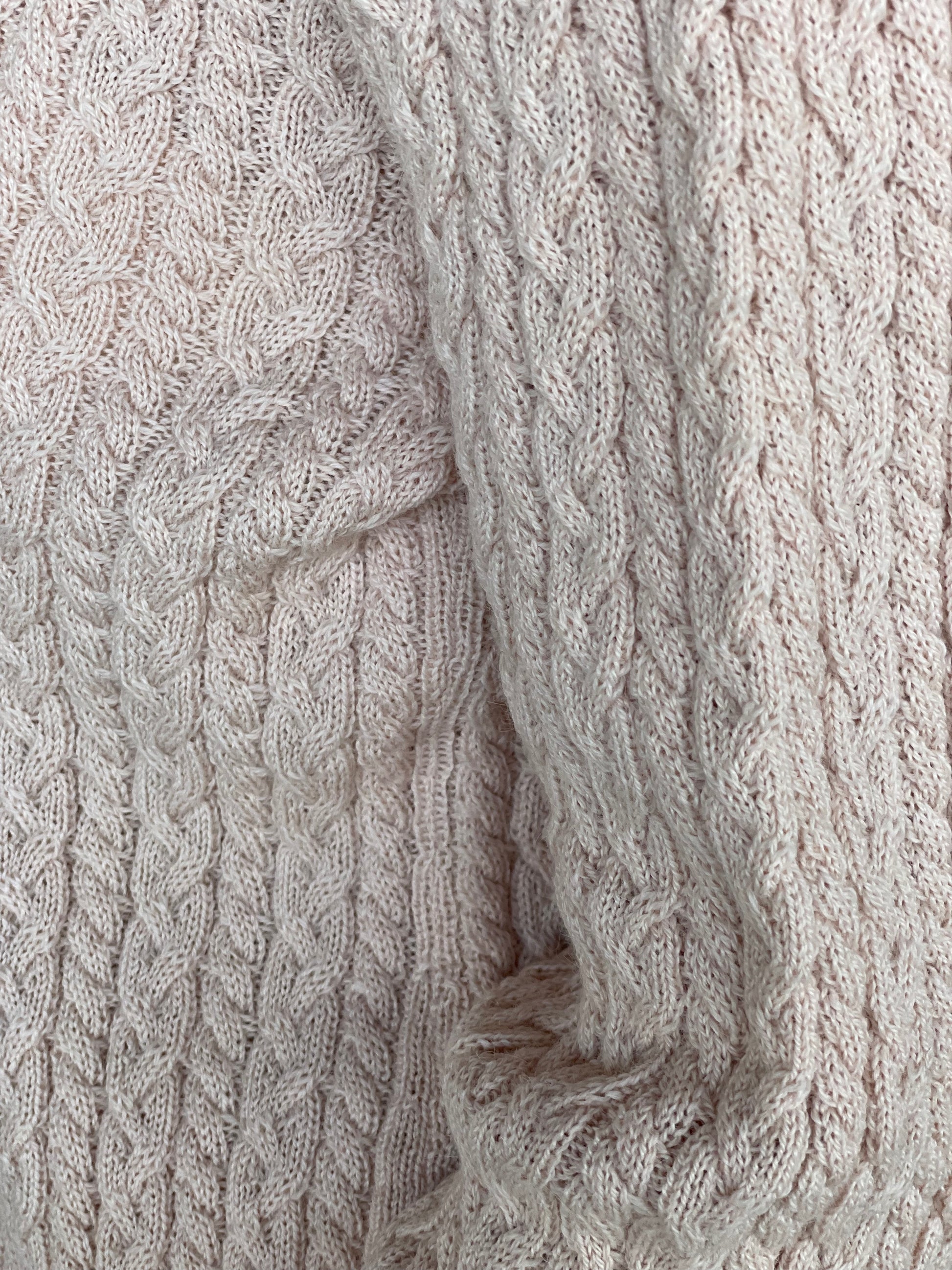 Cable Knitted Alpaca Wool Sweater in pink color