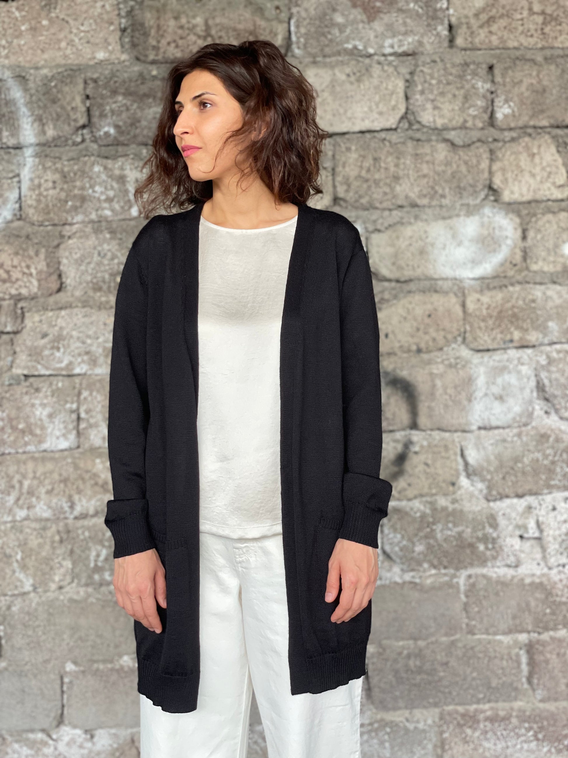 Cardigan from Alpaca wool in black color