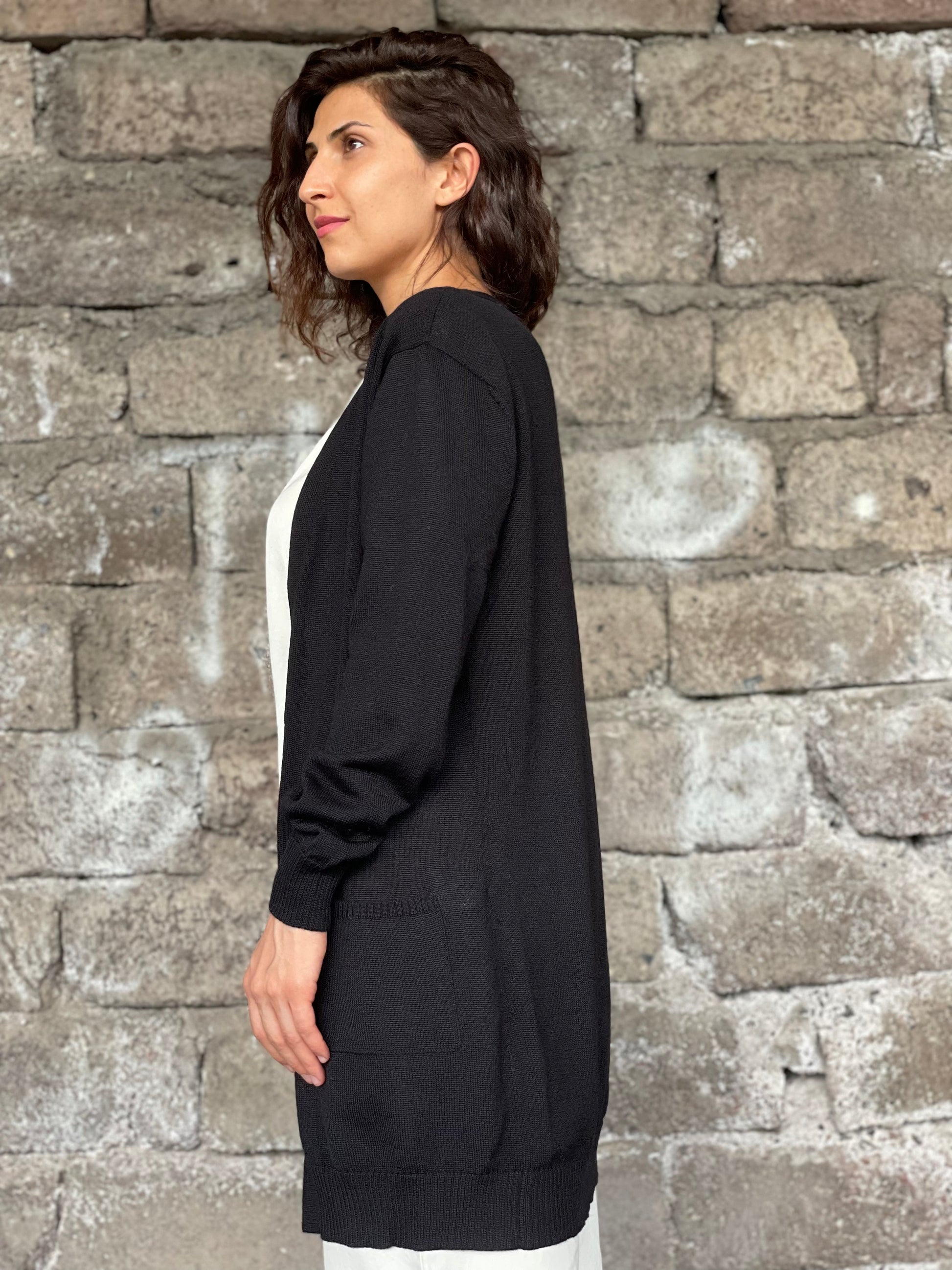 Cardigan from Alpaca wool in black color