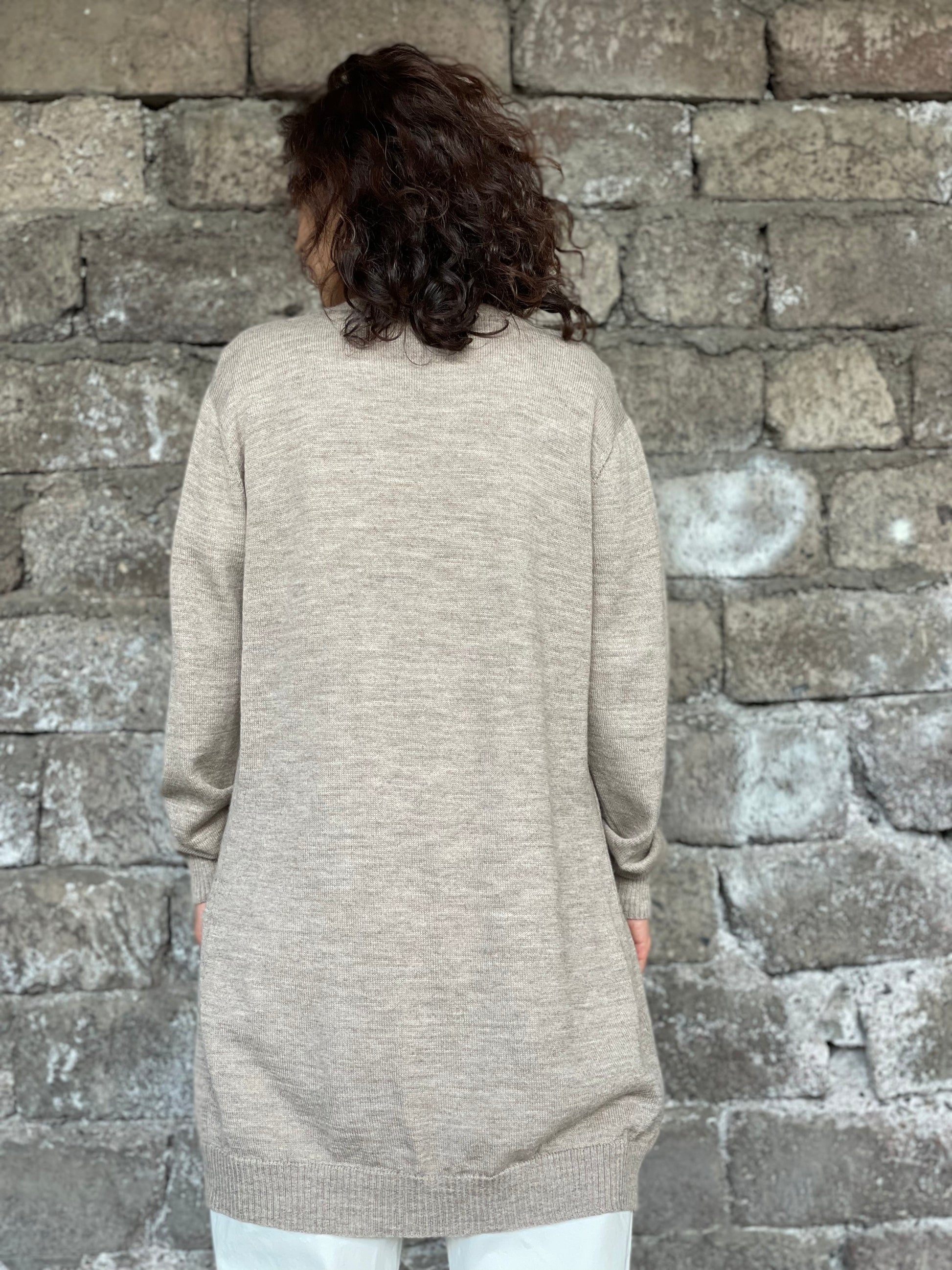 Cardigan from Alpaca wool in taupe color