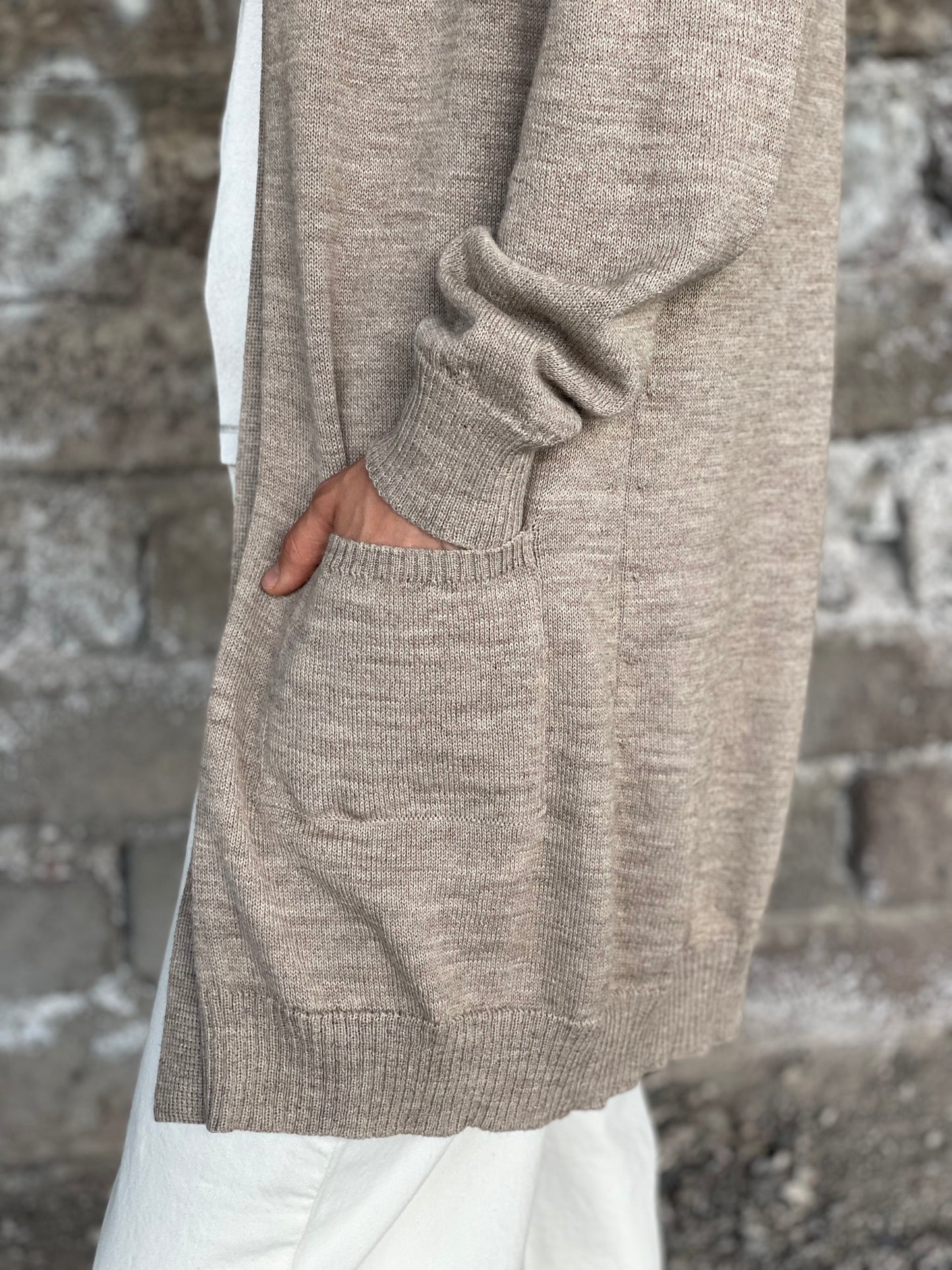 Cardigan from Alpaca wool in taupe color