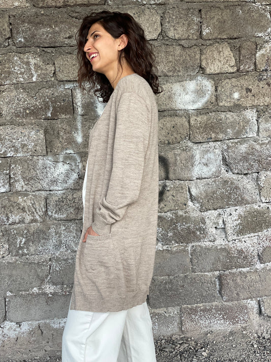 Cardigan from Alpaca wool in taupe color