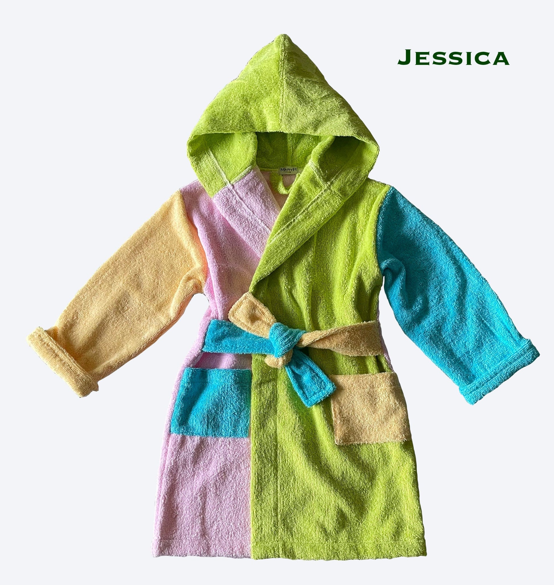 colourful Kids bathrobe from terry cotton fabric