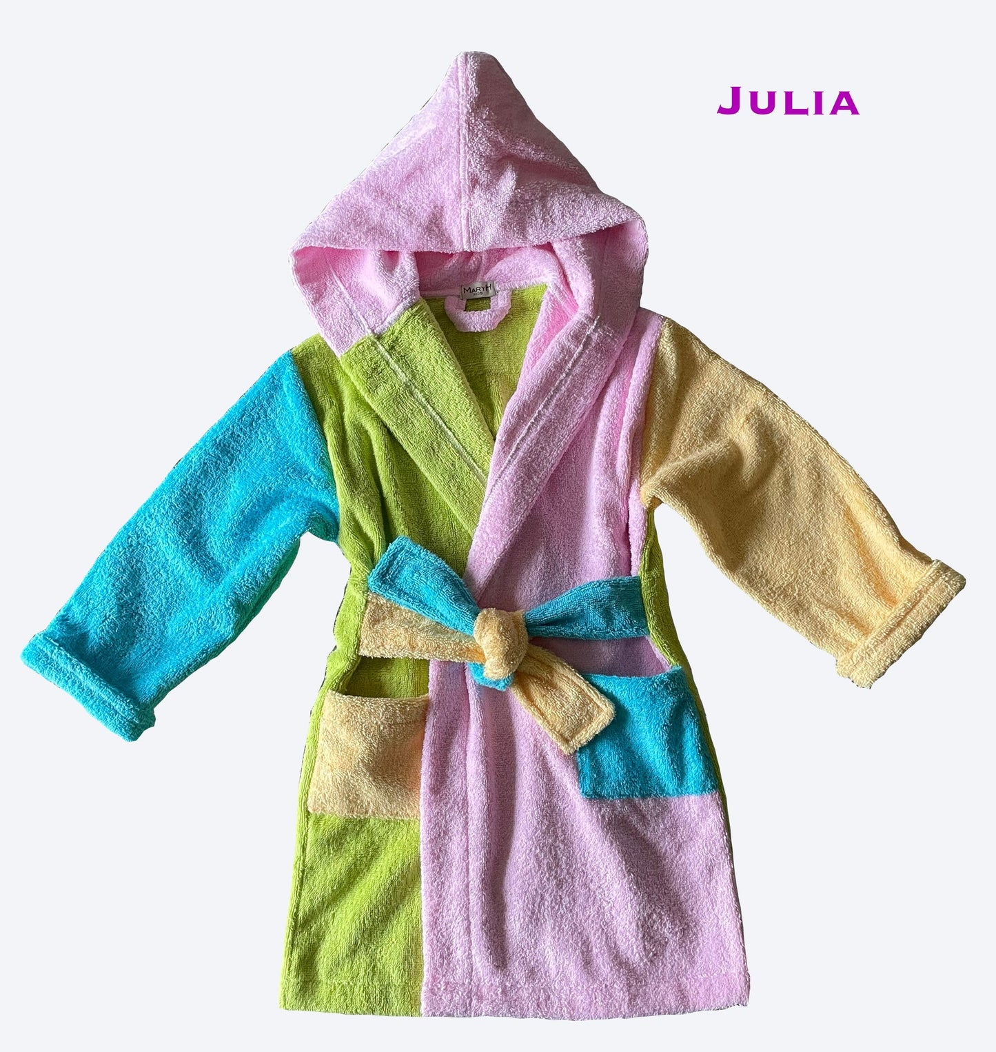 colourful Kids bathrobe from terry cotton fabric