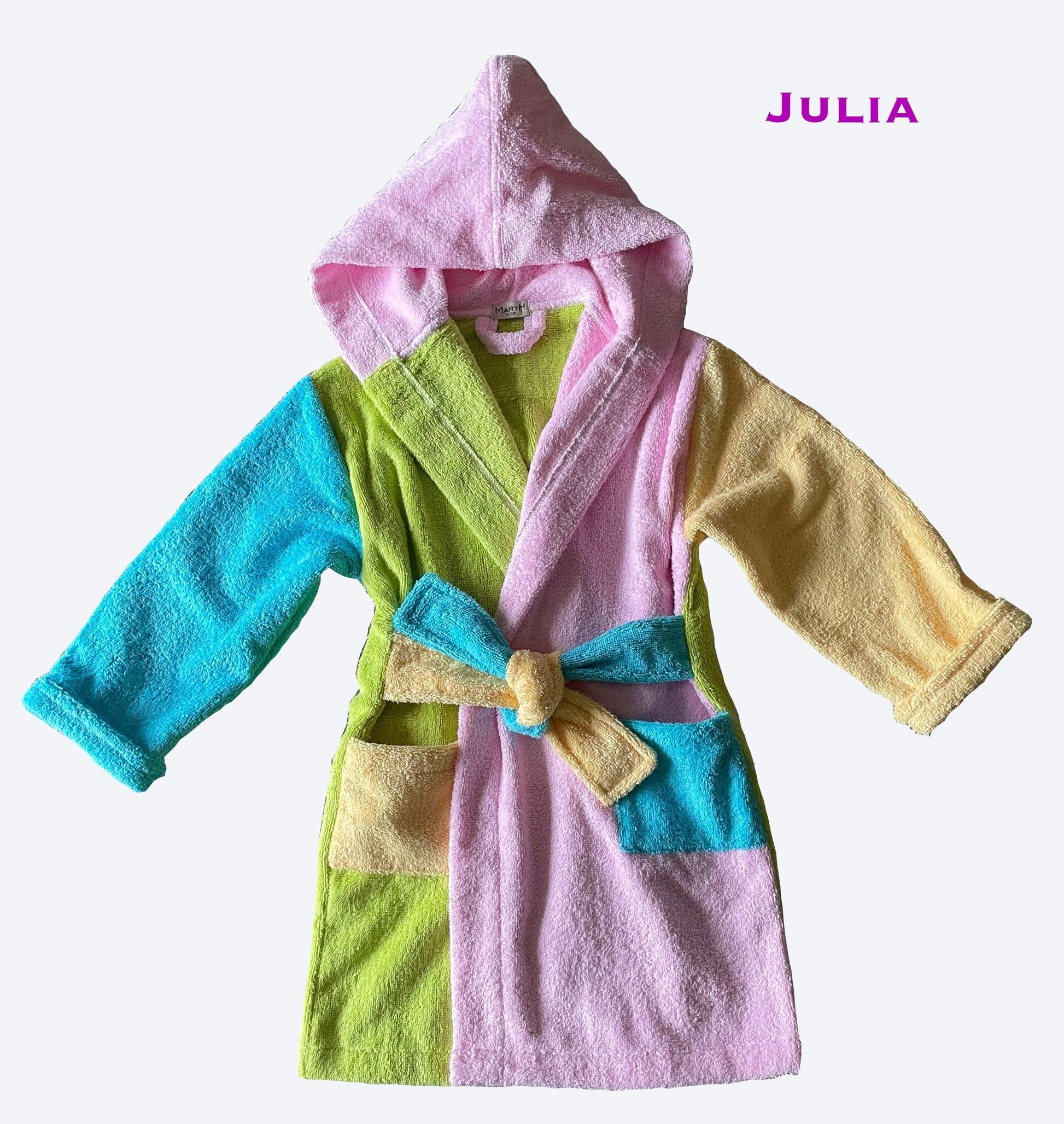 colourful Kids bathrobe from terry cotton fabric