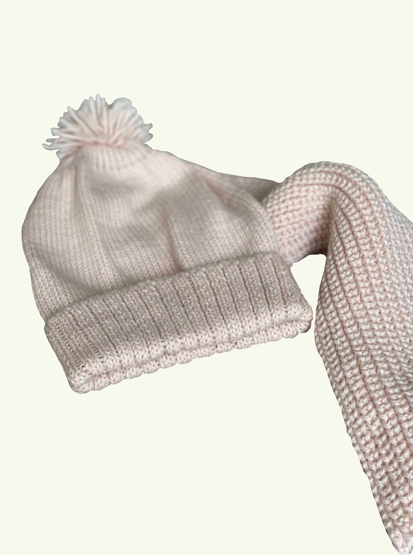 Baby knitted hat and scarf in colour pink