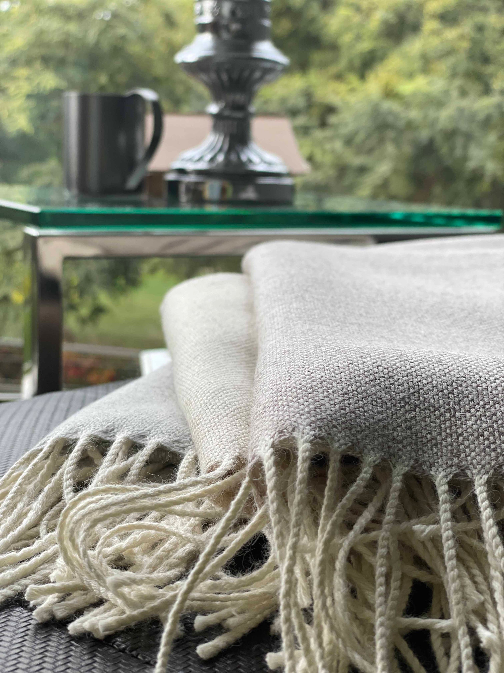 Blanket from alpaca wool in pastel light  colors