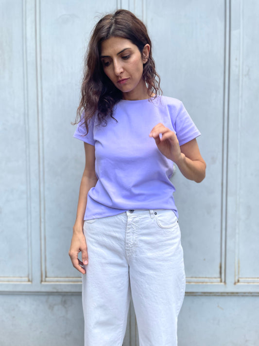 Women cotton t-shirt in lilac color