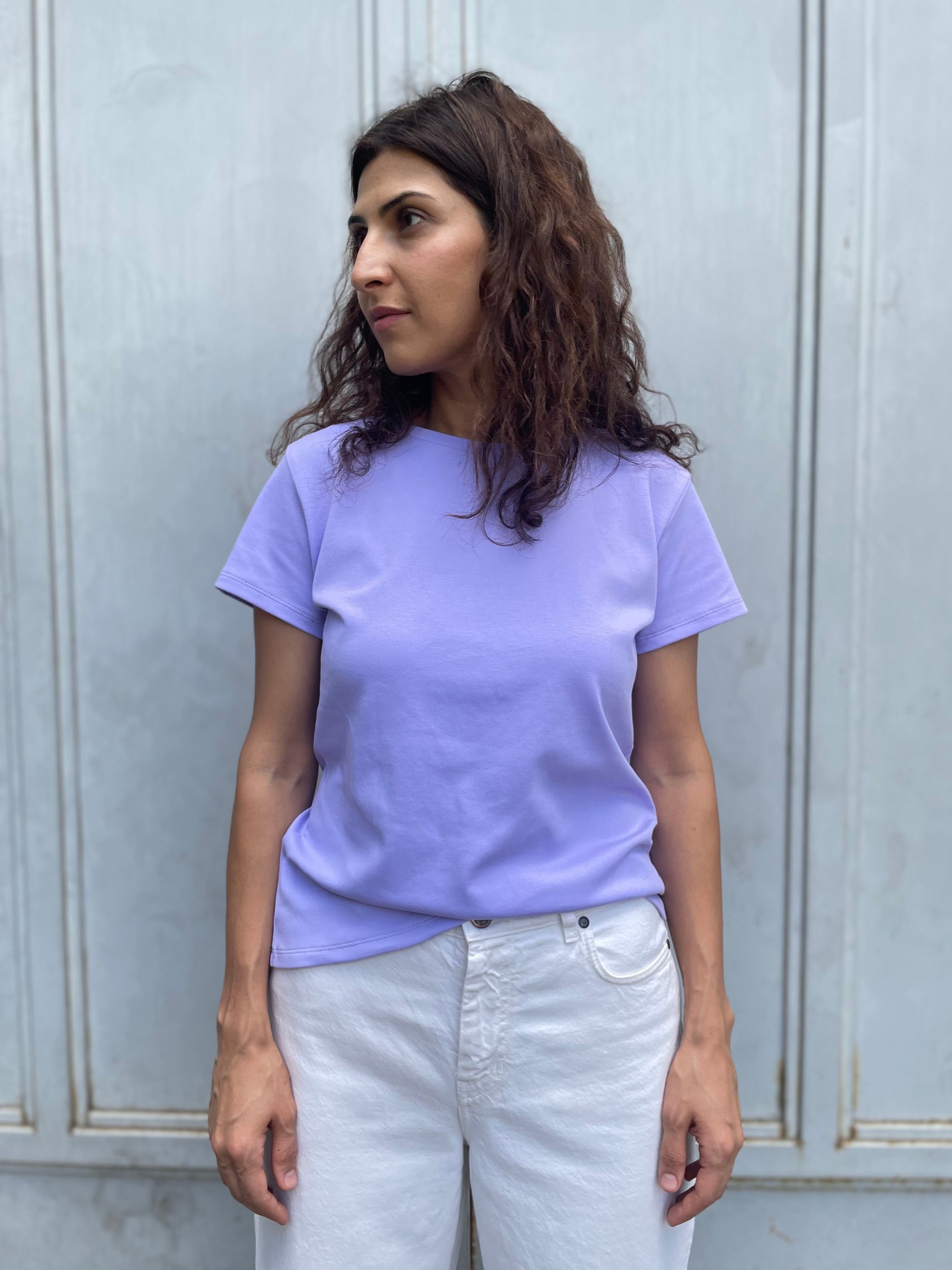Women cotton t-shirt in lilac color