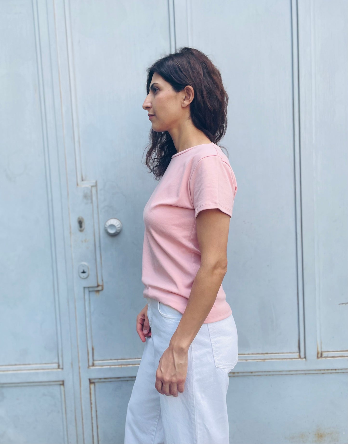 Women cotton t-shirt in pink color