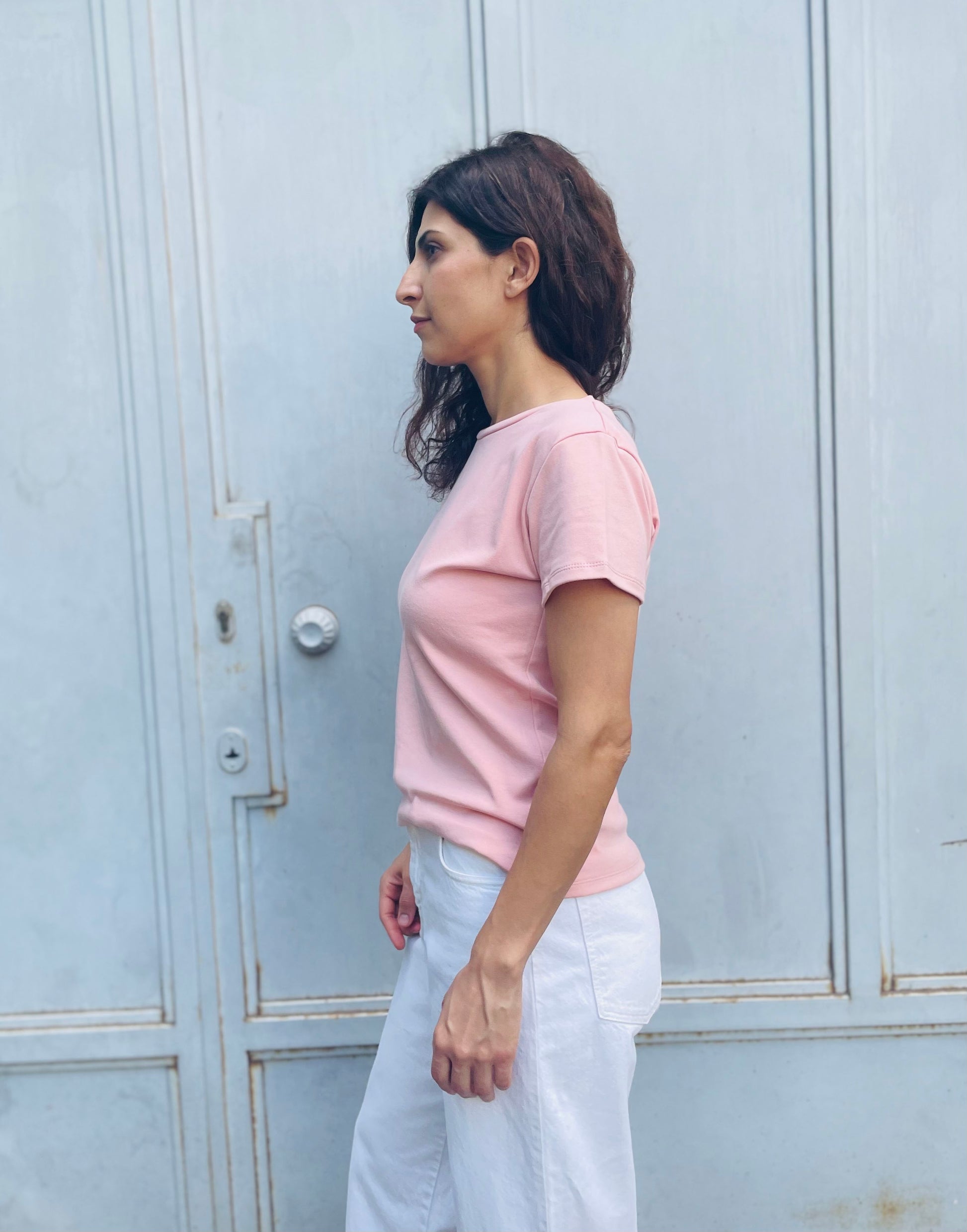 Women cotton t-shirt in pink color