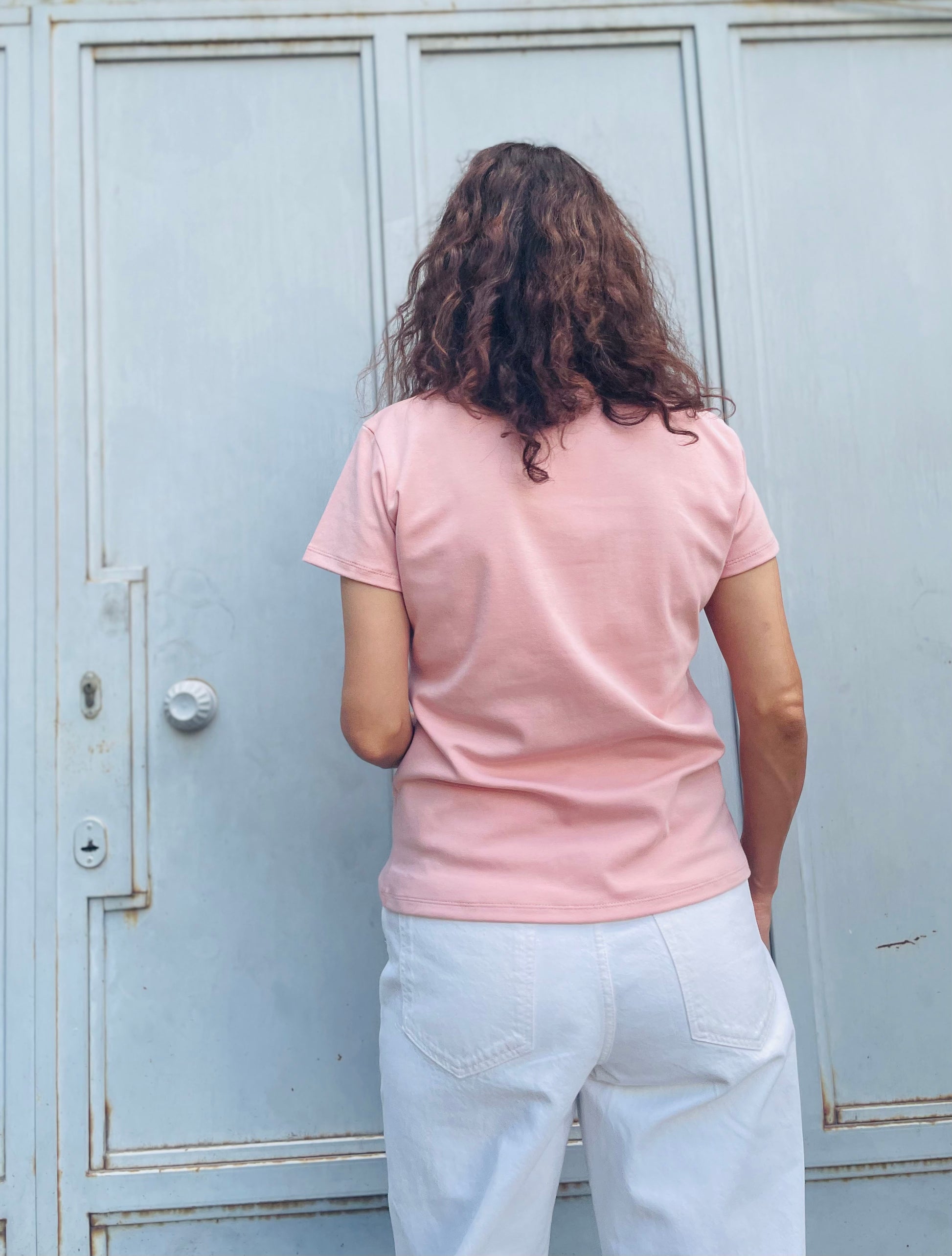 Women cotton t-shirt in pink color