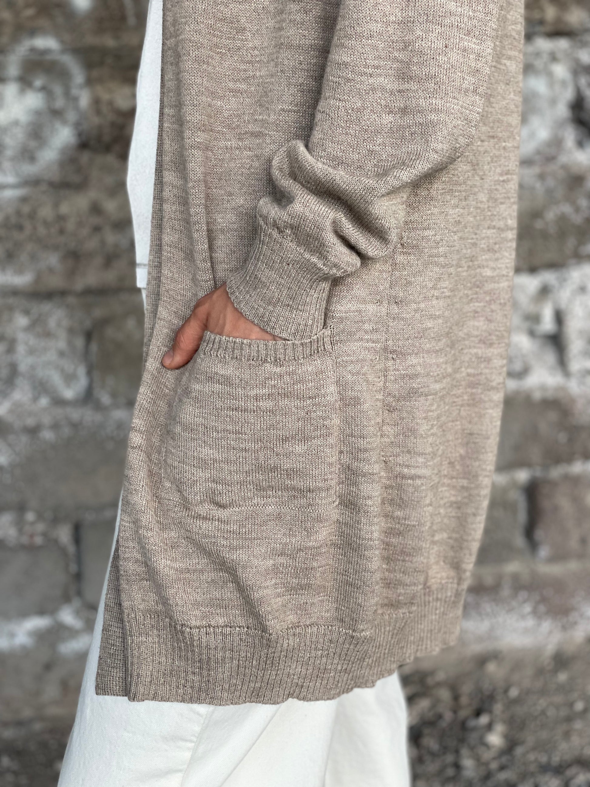 Cardigan from Alpaca wool in taupe color