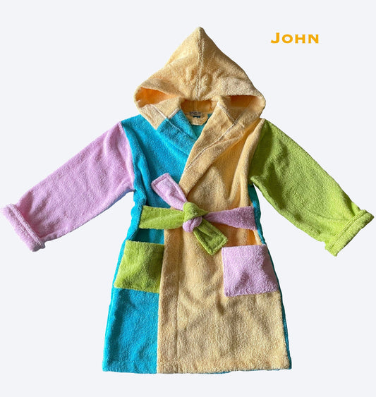 colourful Kids bathrobe from terry cotton fabric