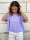 women cotton short t-shirt in lilac color
