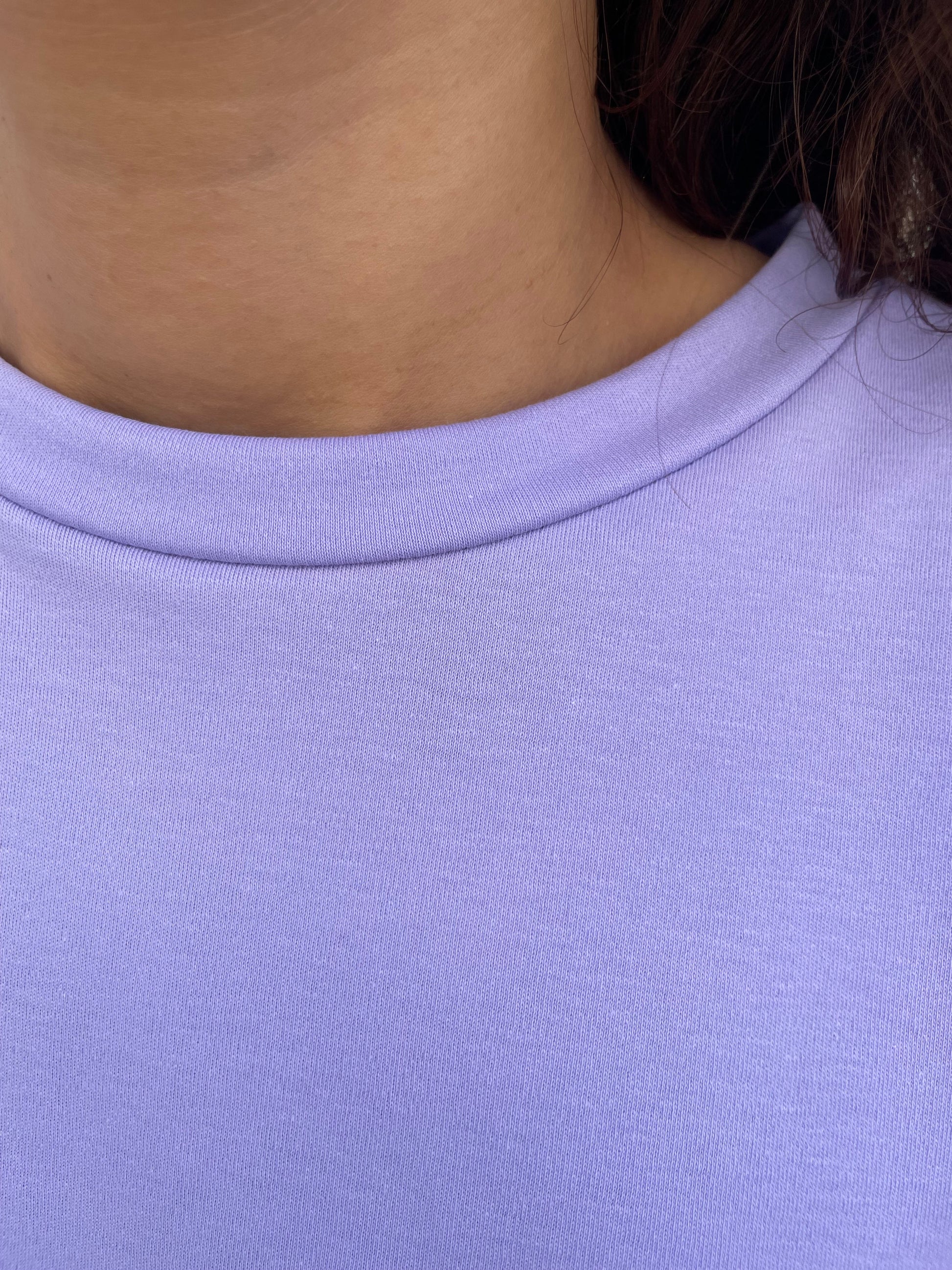 women cotton short t-shirt in lilac color